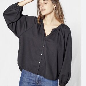 Outerknown The Folk Women's Black Button-Up Blouse size small